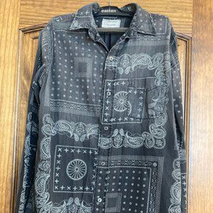 CURRENT/ELLIOTT Black and White Western Patterned Button Down Shirt Size S